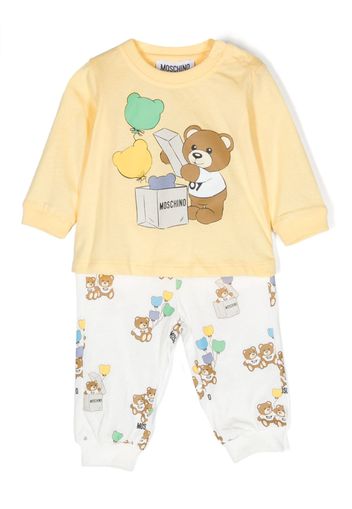 Moschino Kids Set T-shirt e pantaloni con stampa Teddy Bear - Bianco