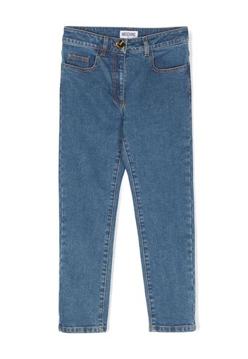 Moschino Kids Jeans dritti con ricamo - Blu