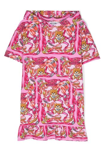 Moschino Kids Abito a maniche corte con stampa - Rosa