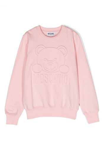 Moschino Kids Felpa con logo goffrato - Rosa