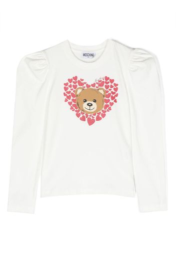 Moschino Kids Top con stampa Teddy Bear - Bianco