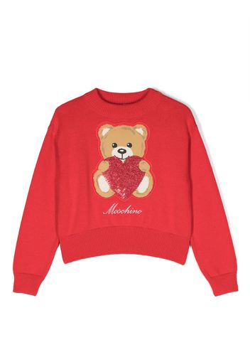 Moschino Kids Maglione con ricamo Teddy Bear - Rosso