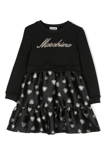 Moschino Kids Abito a maniche lunghe con stampa - Nero