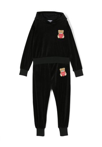 Moschino Kids Tuta sportiva con stampa Teddy Bear - Nero