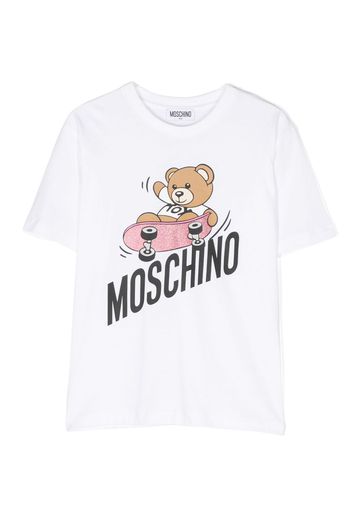 Moschino Kids T-shirt Teddy Bear con stampa - Bianco