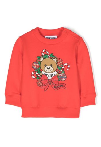 Moschino Kids Felpa con stampa Teddy Bear - Rosso