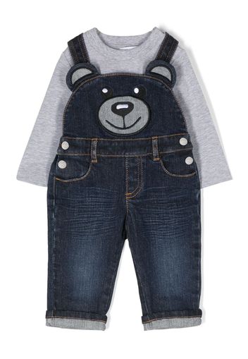 Moschino Kids Completo Felpa e salopette - Blu