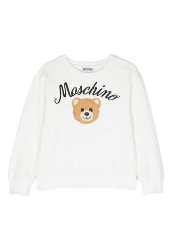 Moschino Kids Felpa Teddy Bear con ricamo - Bianco