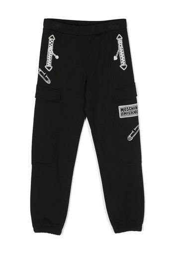 Moschino Kids Pantaloni sportivi con stampa - Nero