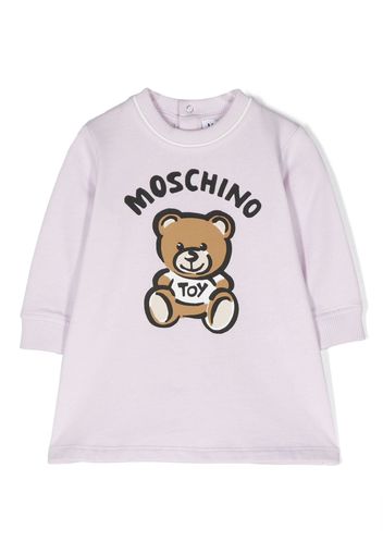 Moschino Kids Leo Teddy-print organic-cotton dress - Viola