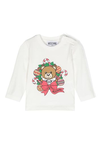 Moschino Kids T-shirt Teddy Bear con glitter - Bianco