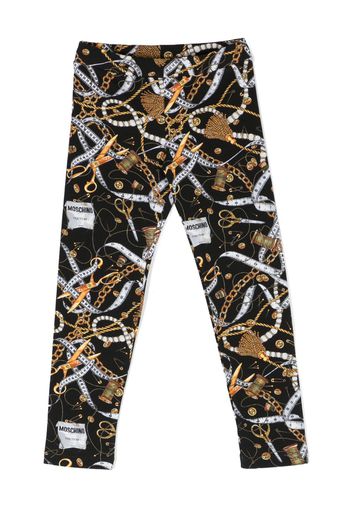 Moschino Kids graphic-print slip-on leggings - Nero