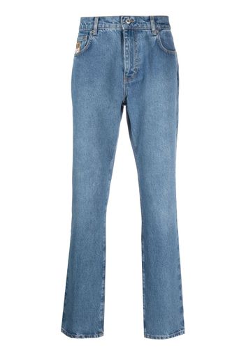 Moschino logo-patch straight-leg jeans - Blu