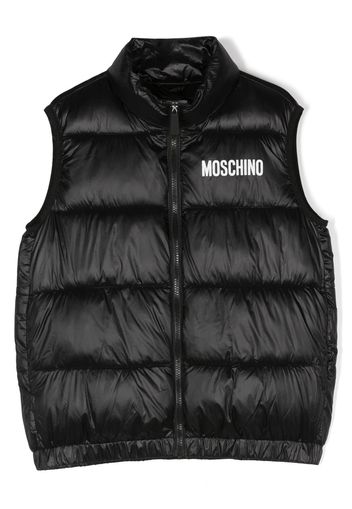 Moschino Kids logo-print padded gilet - Nero