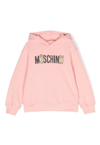 Moschino Kids logo-print cotton hoodie - Rosa