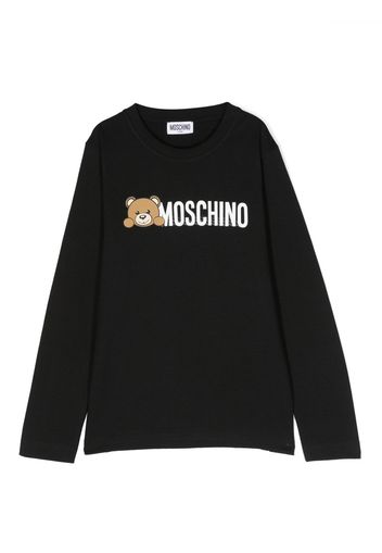 Moschino Kids logo-print cotton sweatshirt - Nero