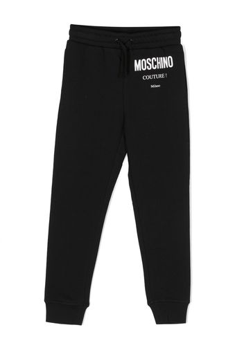 Moschino Kids logo-print cotton track trousers - Nero