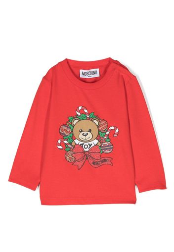 Moschino Kids Leo Teddy-print sweatshirt - Rosso