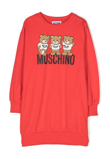 Moschino Kids logo-print cotton sweatshirt dress - Rosso