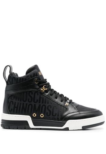 Moschino jacquard-logo leather sneakers - Nero