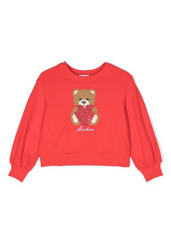 Moschino Kids Teddy Bear-motif ribbed sweatshirt - Rosso