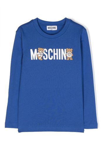 Moschino Kids logo-print cotton sweatshirt - Blu