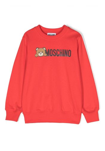 Moschino Kids logo-print cotton sweatshirt - Rosso