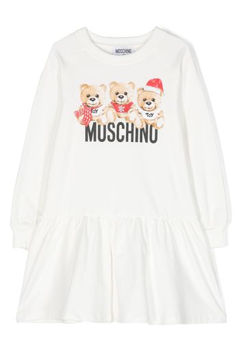 Moschino Kids Teddy Bear-print dress - Bianco