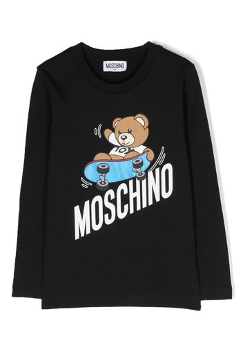 Moschino Kids logo-print long-sleeve T-shirt - Nero