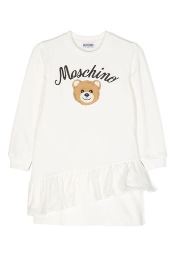 Moschino Kids Teddy Bear ruffled dress - Bianco