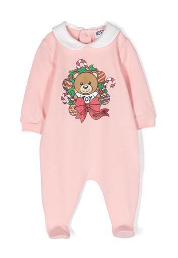 Moschino Kids Teddy-Bear print jersey romper - Rosa