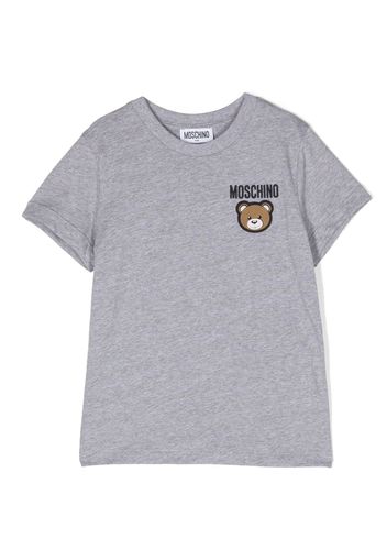 Moschino Kids logo-embroidered Leo Teddy T-shirt - Grigio