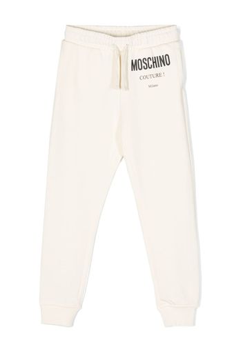 Moschino Kids logo-print cotton track pants - Bianco