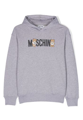 Moschino Kids logo-print cotton hoodie - Grigio