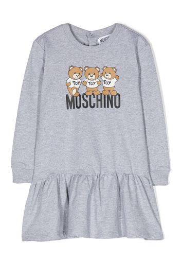 Moschino Kids logo-print cotton dress - Grigio