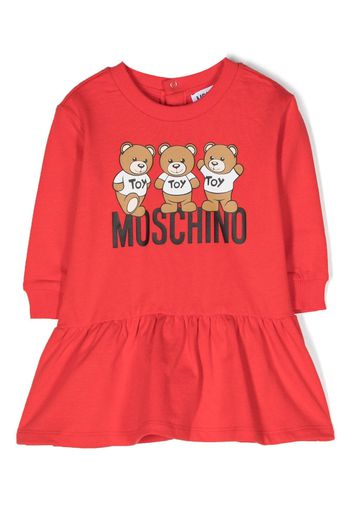 Moschino Kids Teddy Bear-motif cotton dress - Rosso