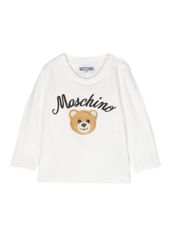 Moschino Kids logo-print long-sleeve T-shirt - Bianco