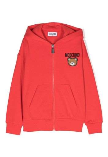 Moschino Kids Teddy Bear zip-up hoodie - Rosso