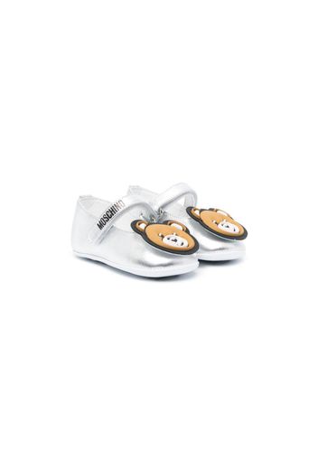 Moschino Kids Ballerine con applicazione Teddy Bear - Argento