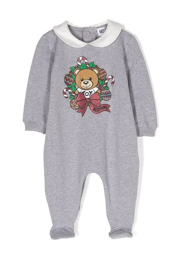 Moschino Kids teddy bear-print cotton pajamas - Grigio