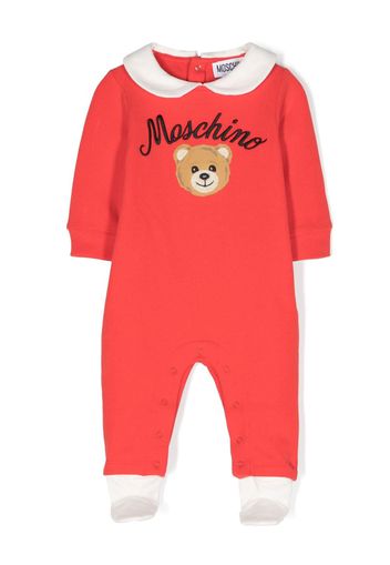 Moschino Kids teddy bear embroidered-logo pajamas - Rosso