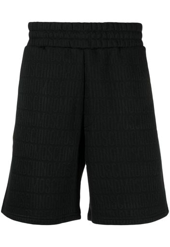 Moschino Shorts sportivi con monogramma jacquard - Nero