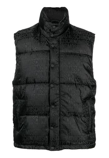 Moschino Gilet imbottito con logo jacquard - Nero