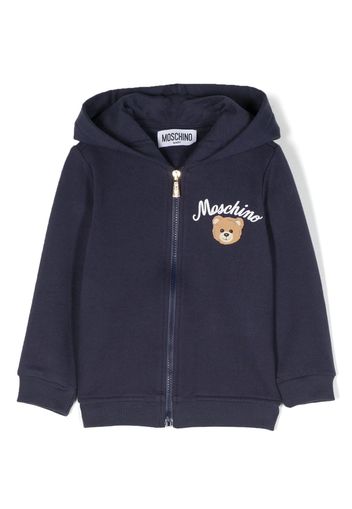 Moschino Kids logo-print zipped hoodie - Blu