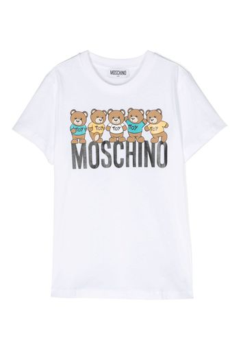 Moschino Kids Teddy Bear-motif cotton T-shirt - Bianco