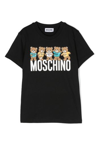 Moschino Kids Teddy Bear-motif cotton T-shirt - Nero
