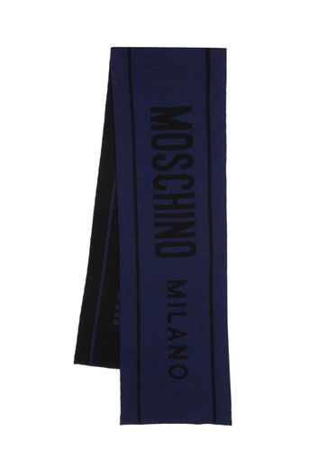 Moschino intarsia-logo wool scarf - Blu