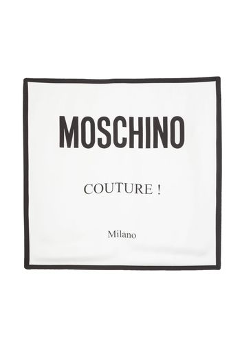 Moschino logo-print silk scarf - Bianco