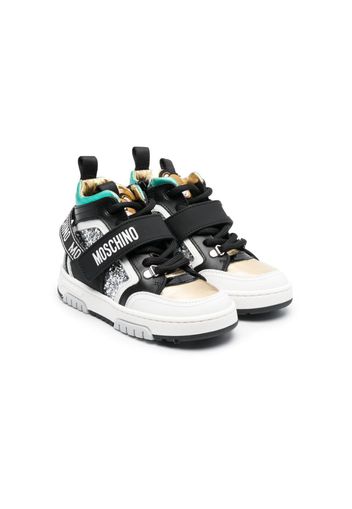 Moschino Kids logo-print leather sneakers - Nero