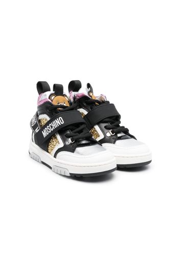 Moschino Kids logo-print glitter-detail sneakers - Nero